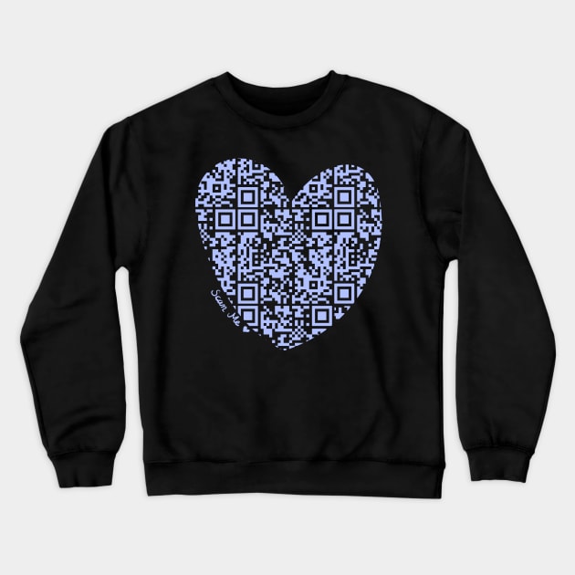 Pastel Purple Rick Astley Rickroll QR Code Heart Art Crewneck Sweatshirt by VictoriaLehnard